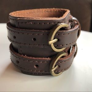 Real Leather Buckle Cuff Bracelet
